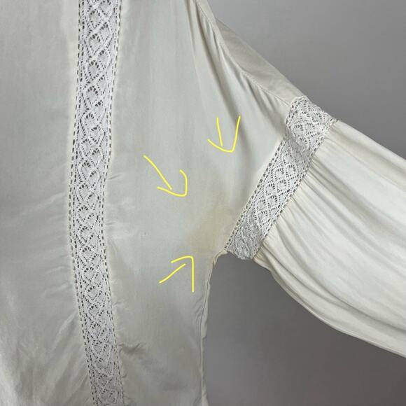 FRAME Denim Le Lace Trim Blouse in Off White - Picture 8 of 11